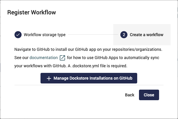 GitHub App Registration on Dockstore