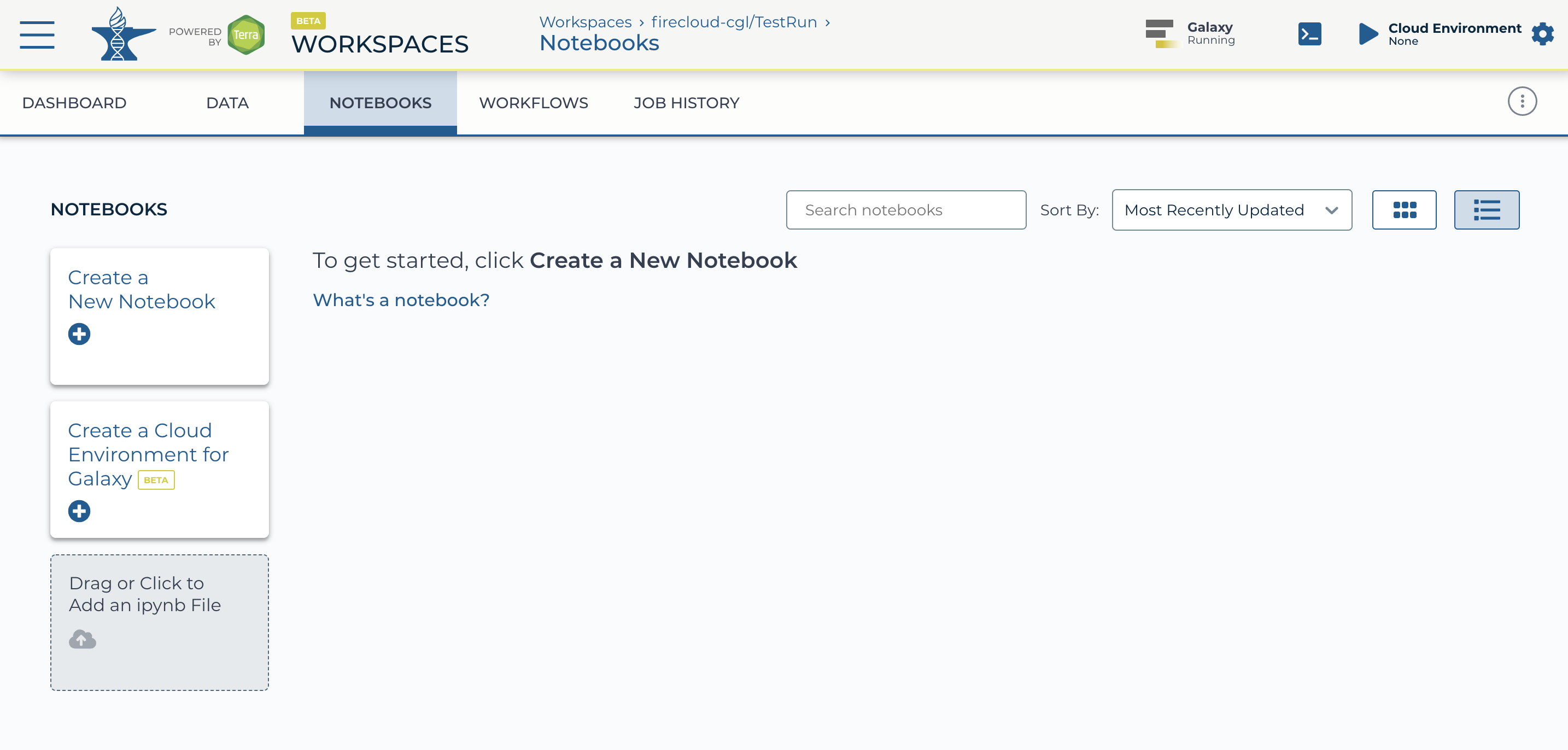 Create a Cloud Environment for Galaxy